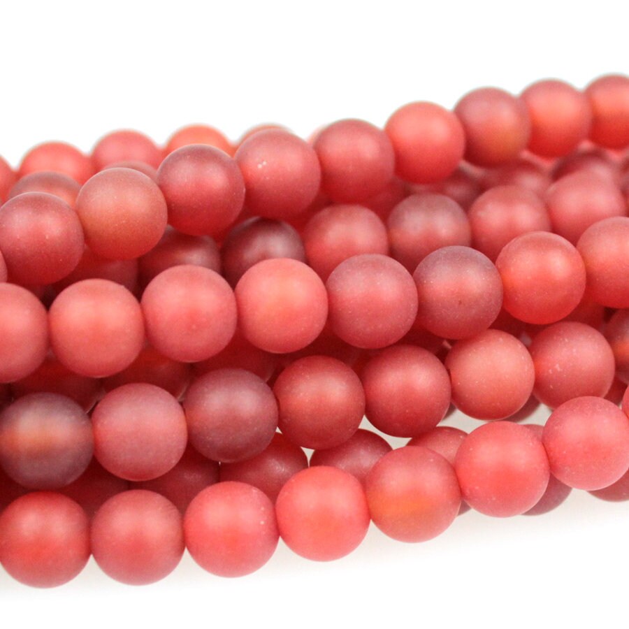 Dakota Stones Matte Carnelian 6mm Round Gemstones. 8" Strand. MCR6RD-8