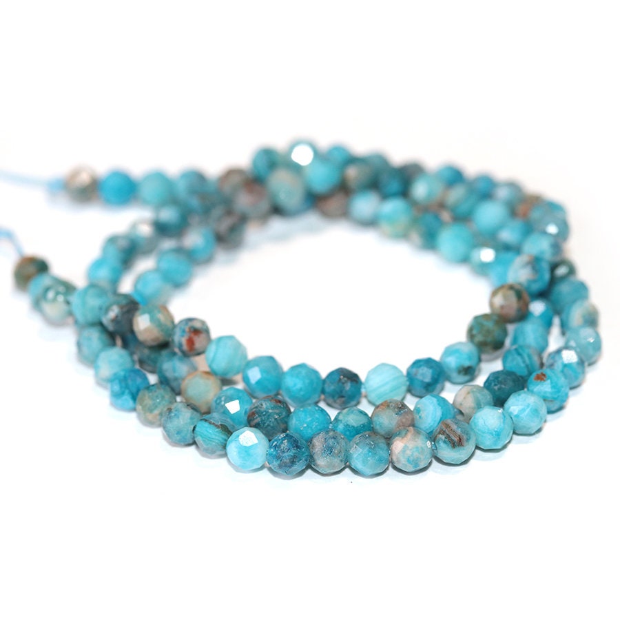 Dakota Stones Blue Crazy Lace 4mm Diamond Cut Faceted Round Gemstones 16" Strand BCL4RD-F-DC