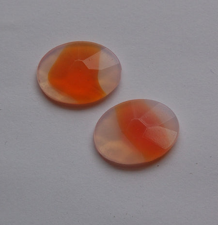 Vintage Orange Givre Faceted Cabochons 18mm x 13mm cab460