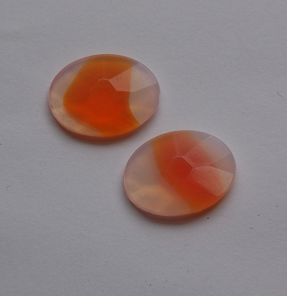 Vintage Orange Givre Faceted Cabochons 18mm x 13mm cab460