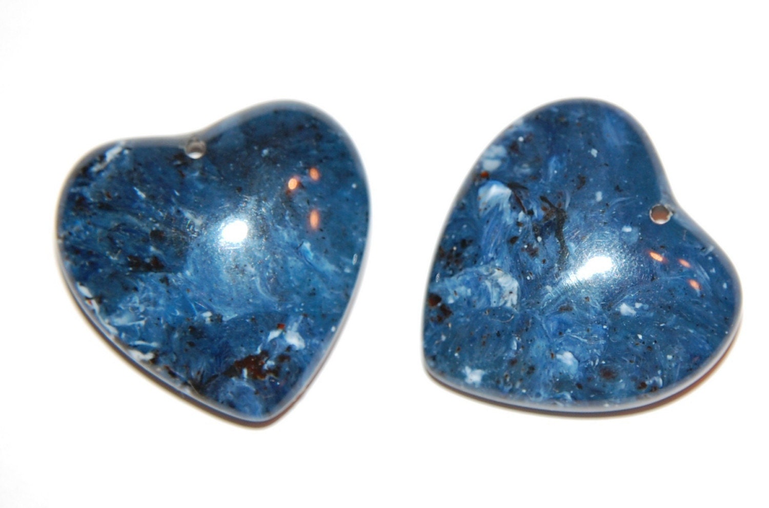 Blue Marbled Vintage Lucite Heart Pendant pnd091D