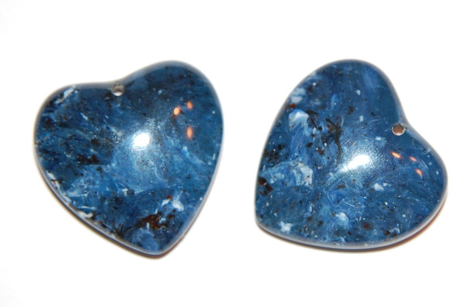 Blue Marbled Vintage Lucite Heart Pendant pnd091D