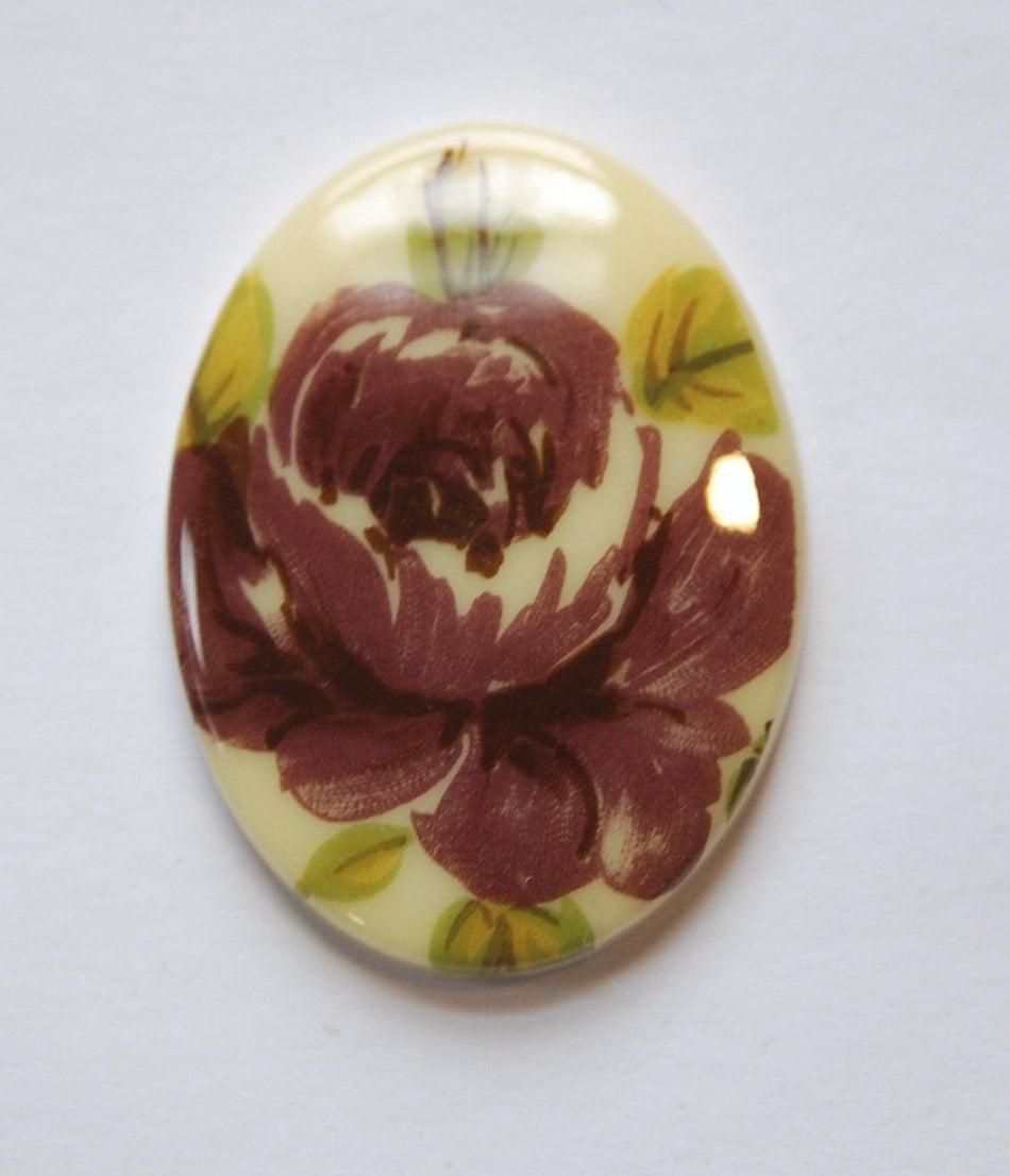 Vintage Large German Plum Rose Cabochon 40x30mm cab746