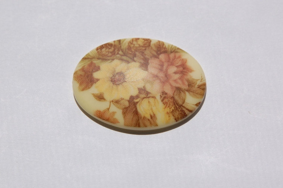 Vintage Floral and Pinecones Cabochon 40x30mm cab378K