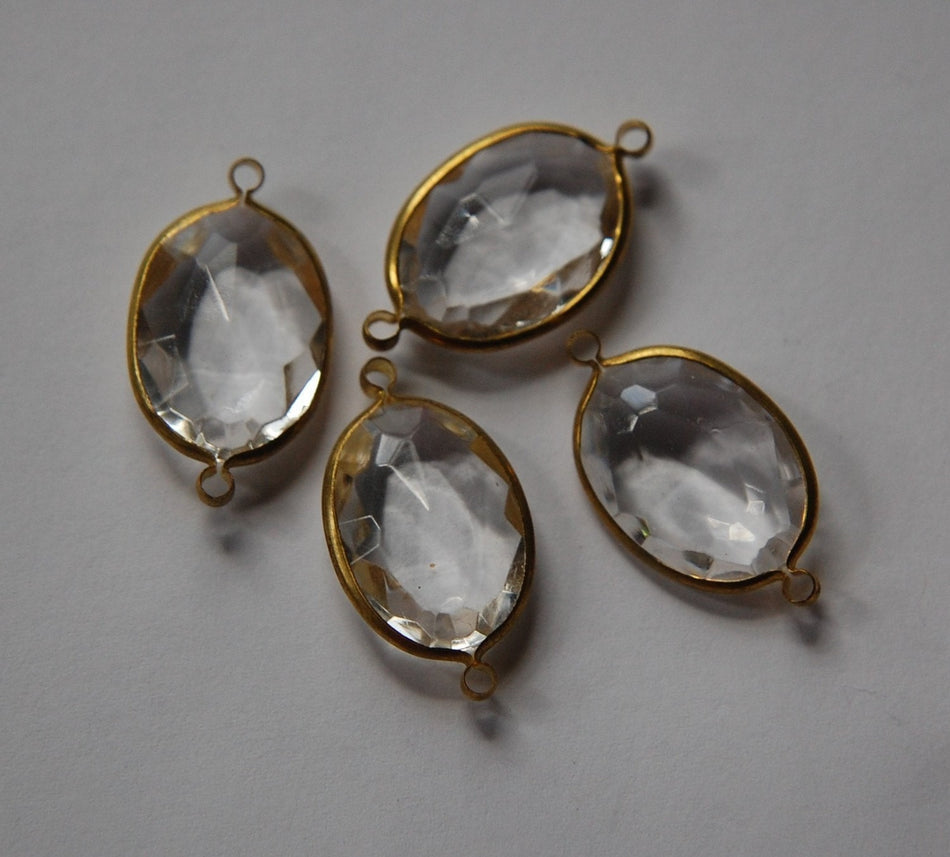 2 Loop Brass Channel Set Faceted Clear Acrylic Charms chr164D