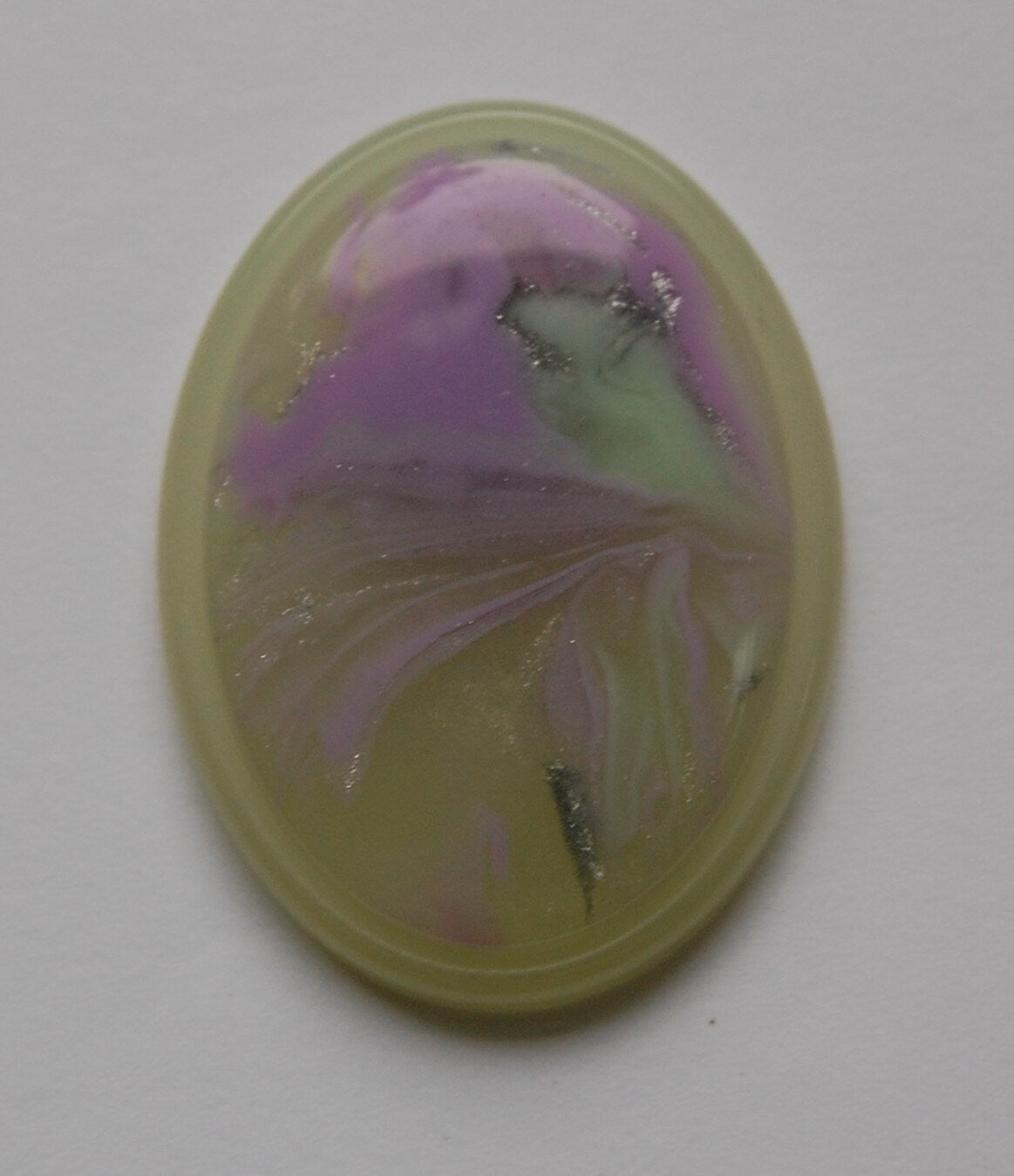 Vintage Purple Silver and Green Swirl 40x30mm Cabochons cab405C