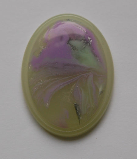 Vintage Purple Silver and Green Swirl 40x30mm Cabochons cab405C