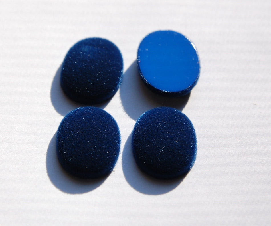 Vintage Blue Velvet Velour Cabochons 30mm x 22mm cab434B