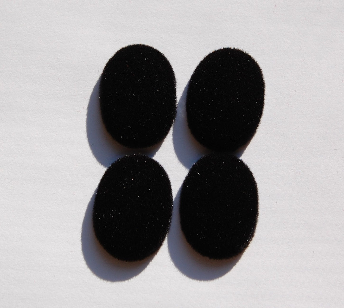 Vintage Black Velvet Velour Cabochons 25mm x 18mm cab435C