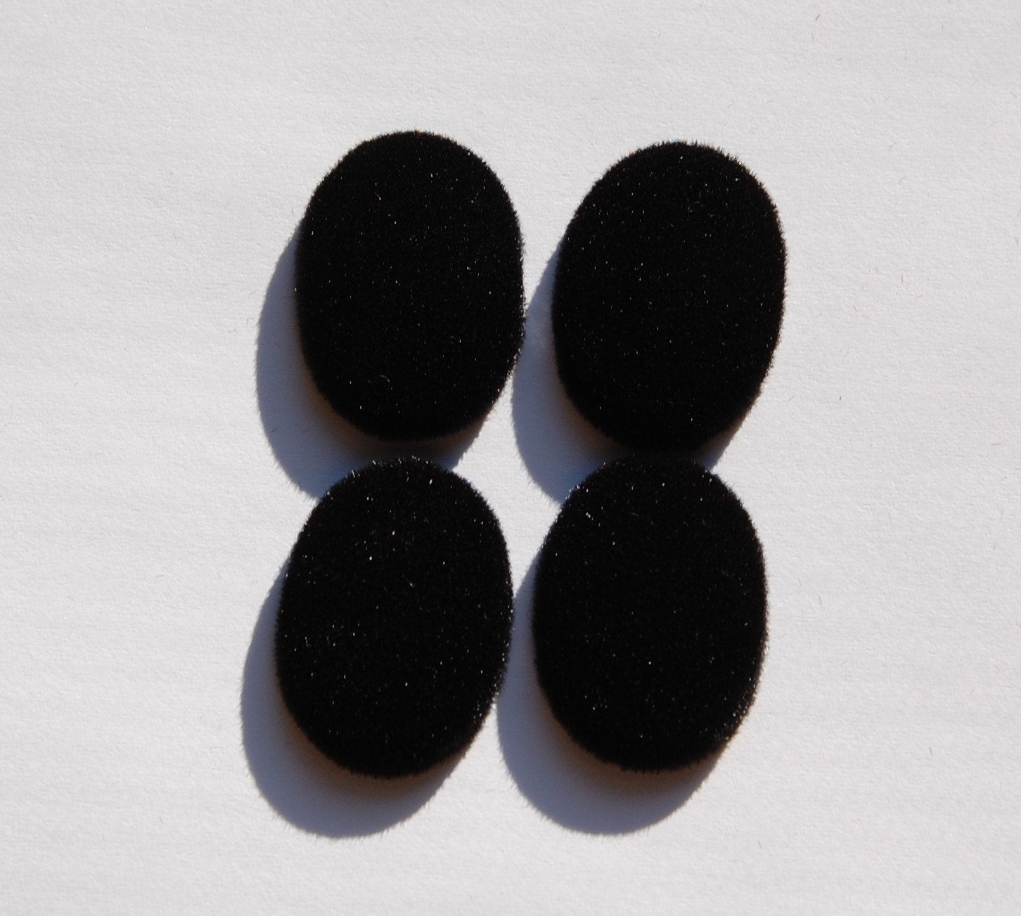 Vintage Black Velvet Velour Cabochons 25mm x 18mm cab435C