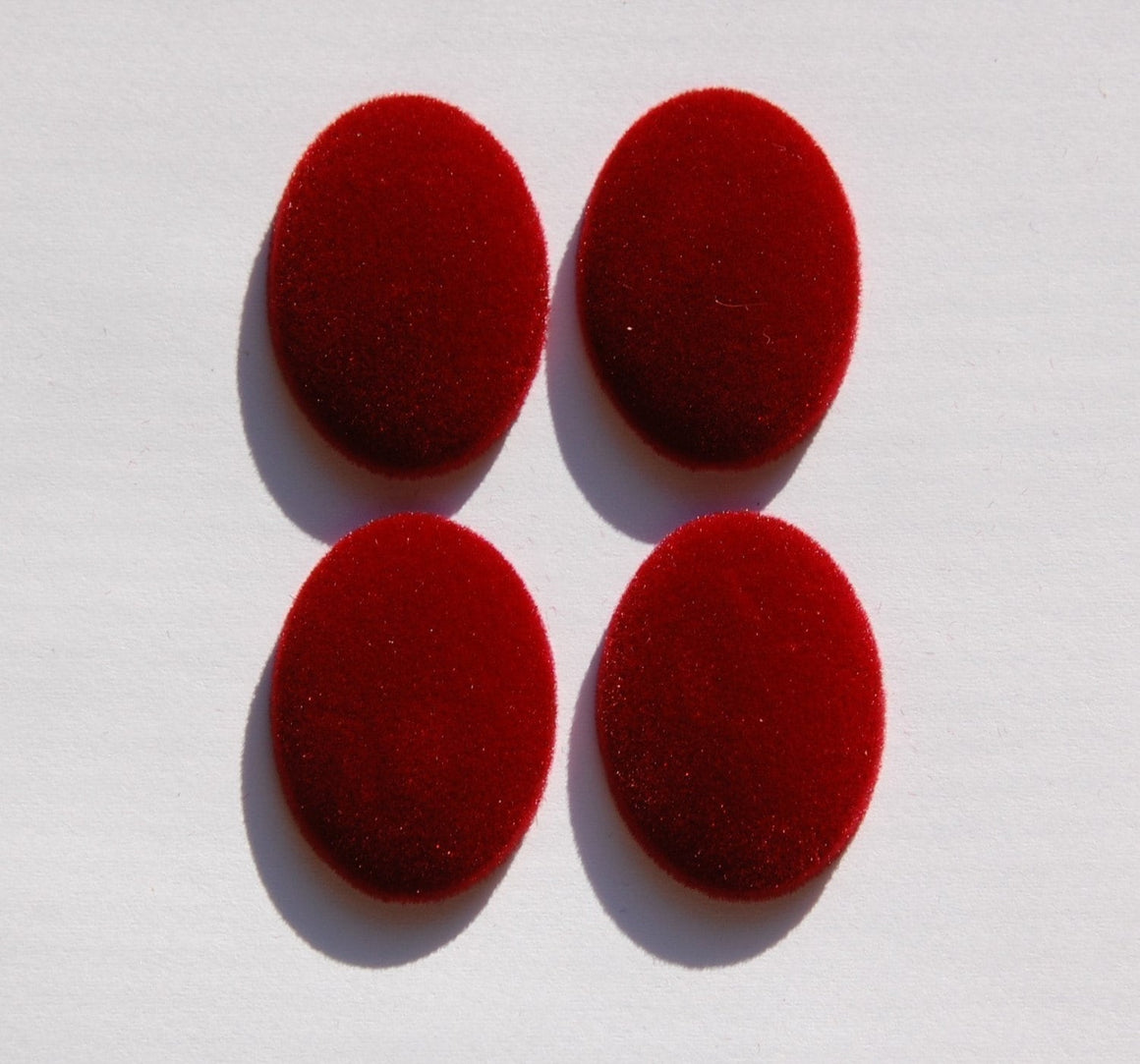 Vintage Red Velvet Velour Cabochons 30mm x 22mm cab434A