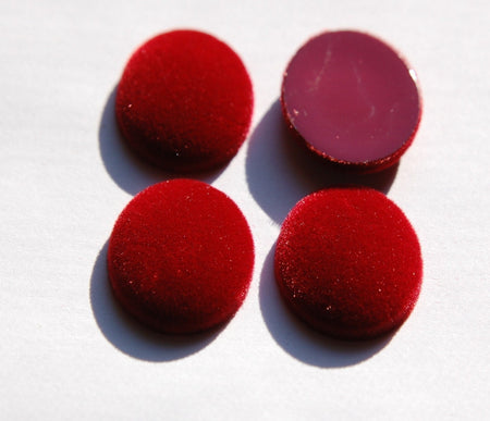 Vintage Red Velvet Velour Cabochons 30mm x 22mm cab434A
