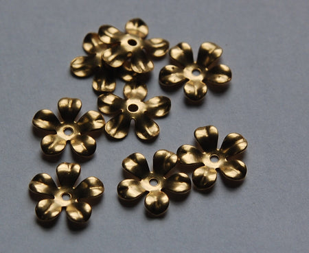 Raw Brass Slightly Cupped Flower Bead Cap 14mm (8) mtl263B