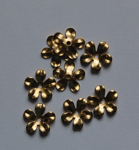 Raw Brass Slightly Cupped Flower Bead Cap 14mm (8) mtl263B