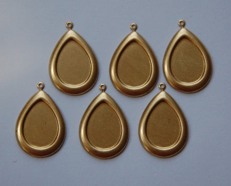 1 Loop Raw Brass Pear Teardrop Setting 18mmx13mm (6) stn019