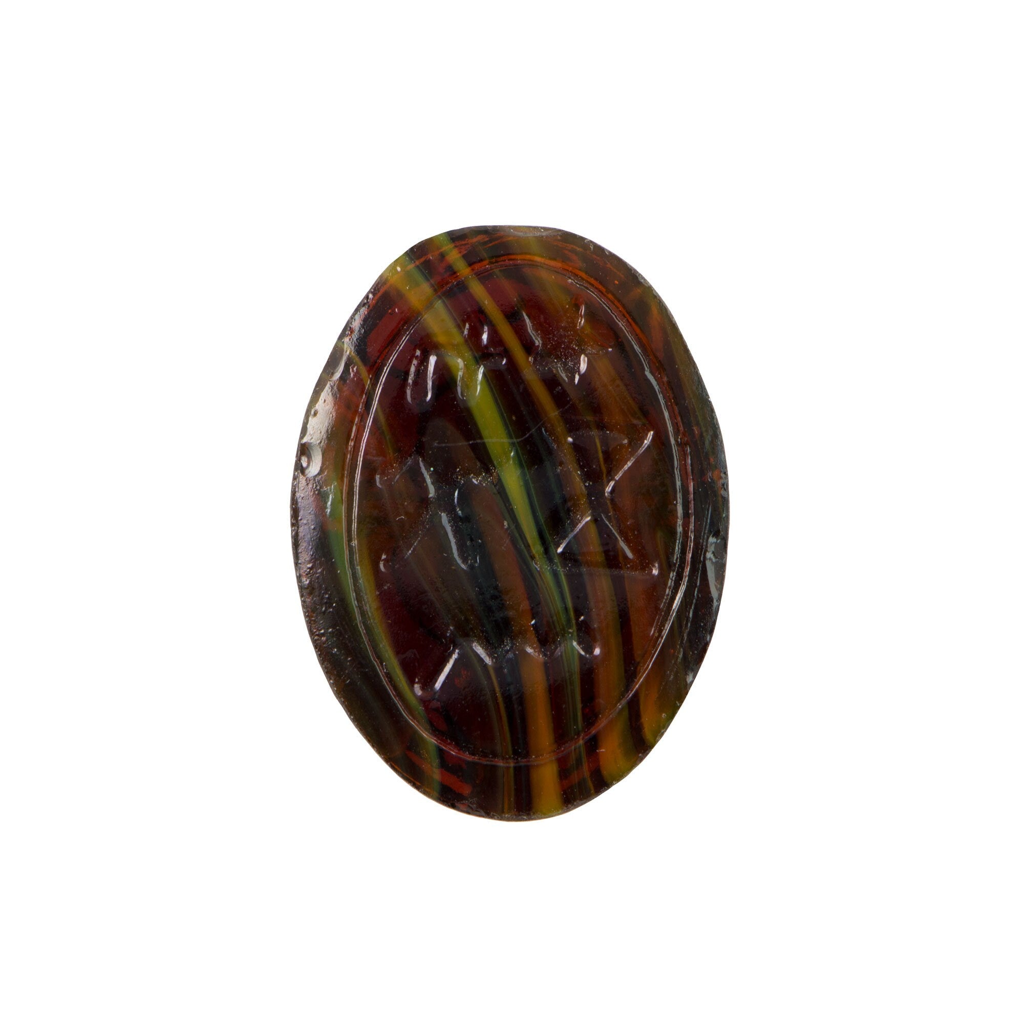 25x18mm Translucent Tortoise Brown Scarab Glass Oval Cabochon (1)