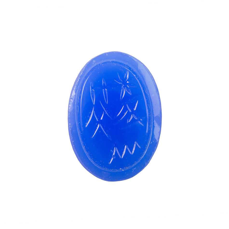 25x18mm Calcedon Blue Scarab Glass Oval Cabochon (1)