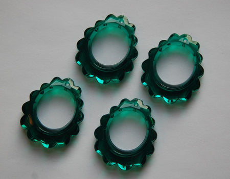 Vintage Emerald Scalloped Pendants Germany pnd133D