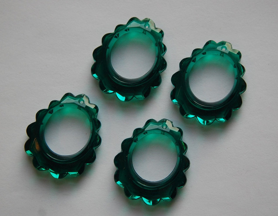 Vintage Emerald Scalloped Pendants Germany pnd133D