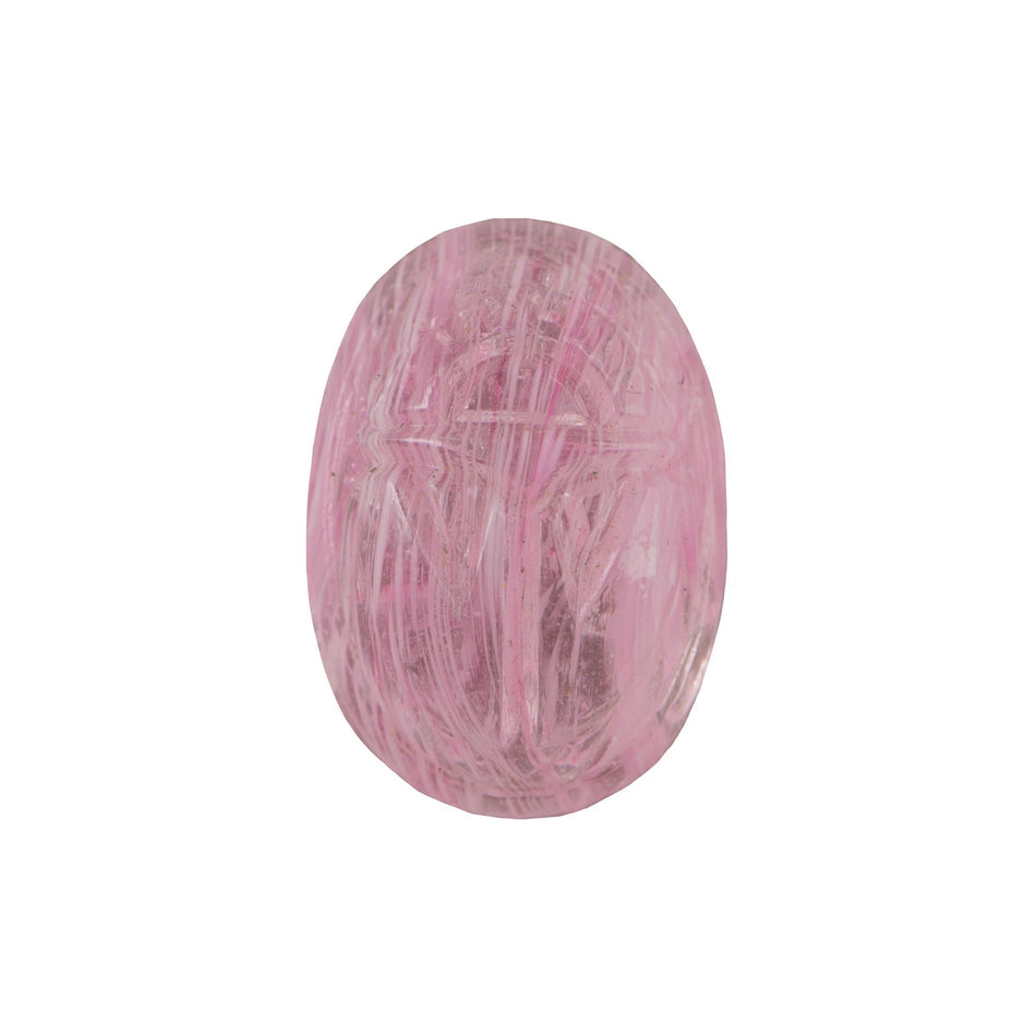 25x18mm Transparent Rose Pink Scarab High Dome Glass Oval Cabochon (1)