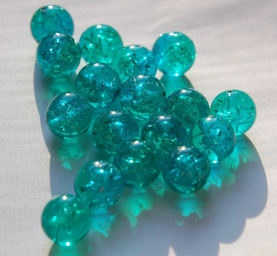 Vintage Blue and Green Lucite Confetti Beads 13mm bds874