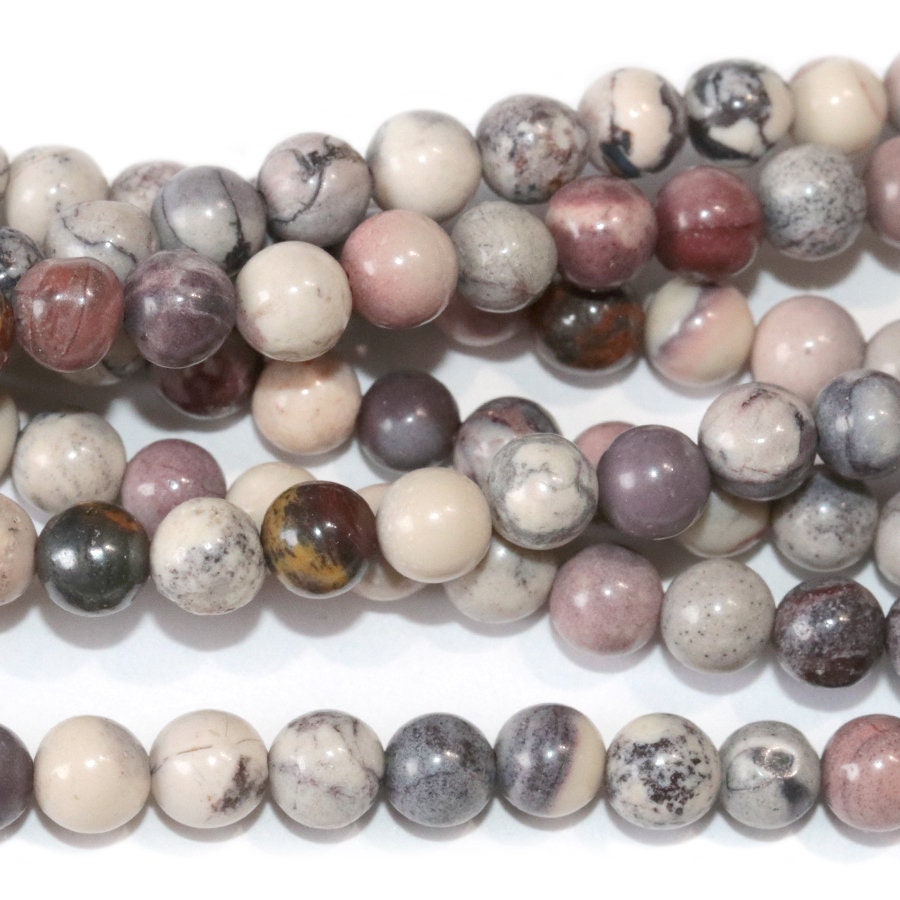 Dakota Stones Porcelain Jasper 4mm Round Gemstones. 8" Strand. PCL4RD-8