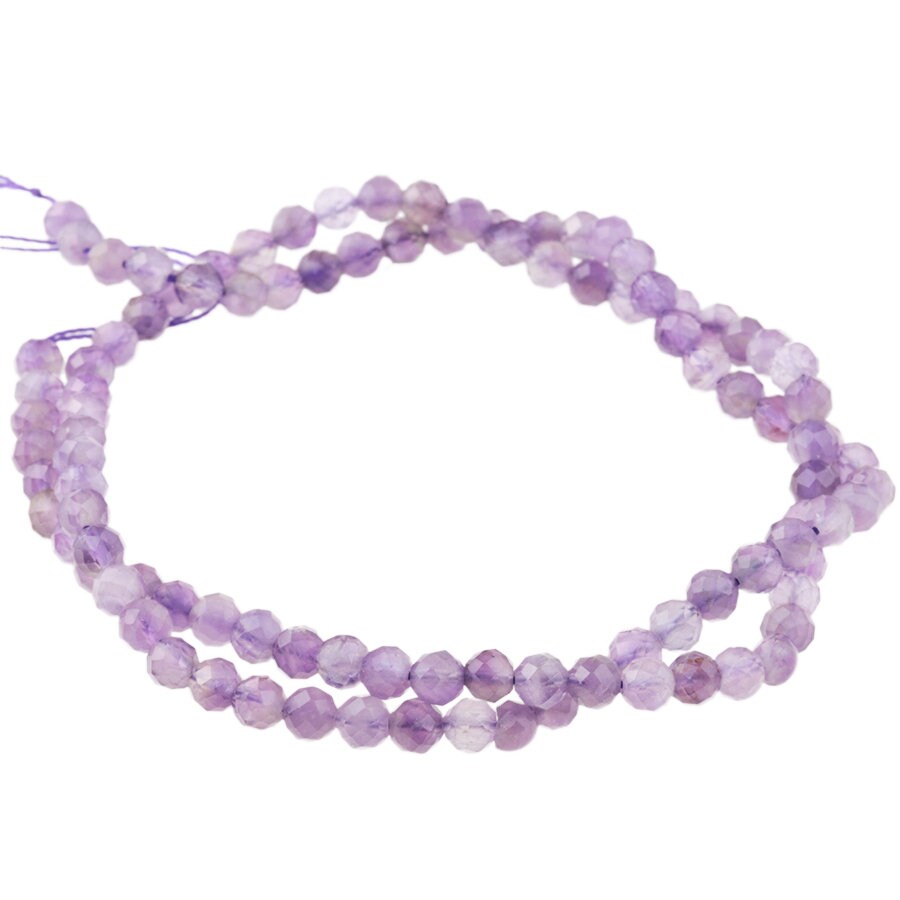 Dakota Stones Dog Teeth Amethyst 4mm Diamond Cut Faceted Round Gemstones 16" Strand. DTA4RD-F-DC
