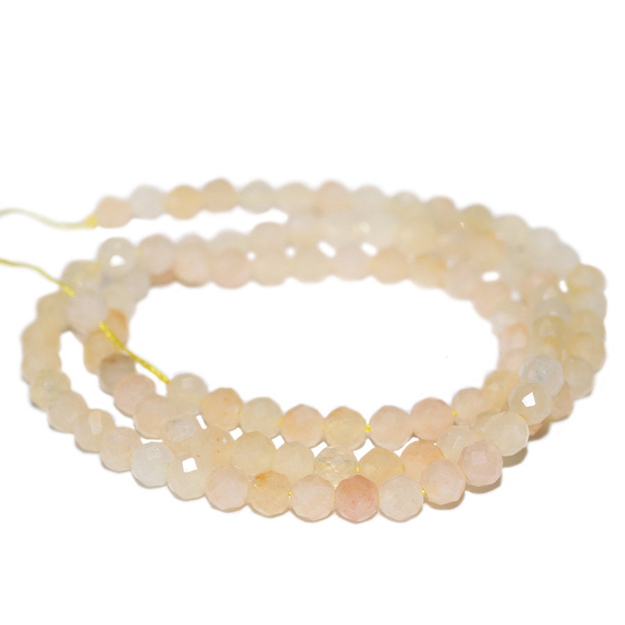 Dakota Stones Light Yellow Jade 4mm Diamond Cut Faceted Round Beads Gemstones 16" Strand YJD4RD-F-DC-LT
