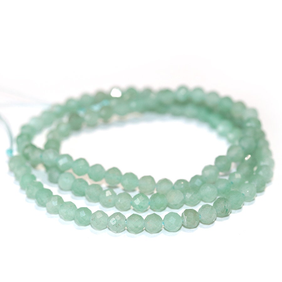Dakota Stones Green Aventurine 4mm Diamond Cut Faceted Round Bead Gemstones 16" Strand GAV4RD-F-DC