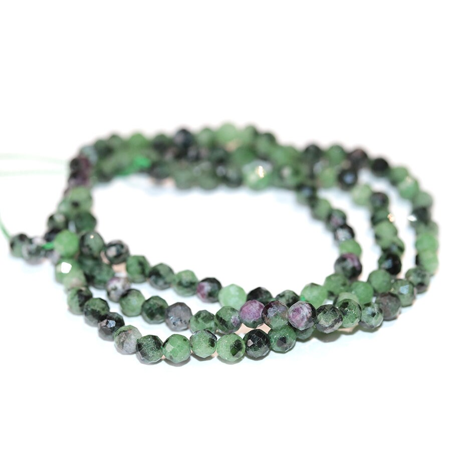 Dakota Stones Ruby Zoisite 4mm Diamond Cut Faceted Round Gemstones 16" Strand. RBZ4RD-F-DC