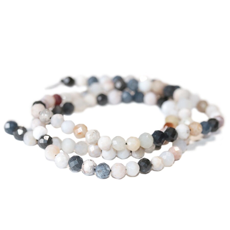 Dakota Stones Parral Dendridic Agate 4mm Diamond Cut Faceted Round Beads Gemstones 16" Strand PDA4RD-F-DC