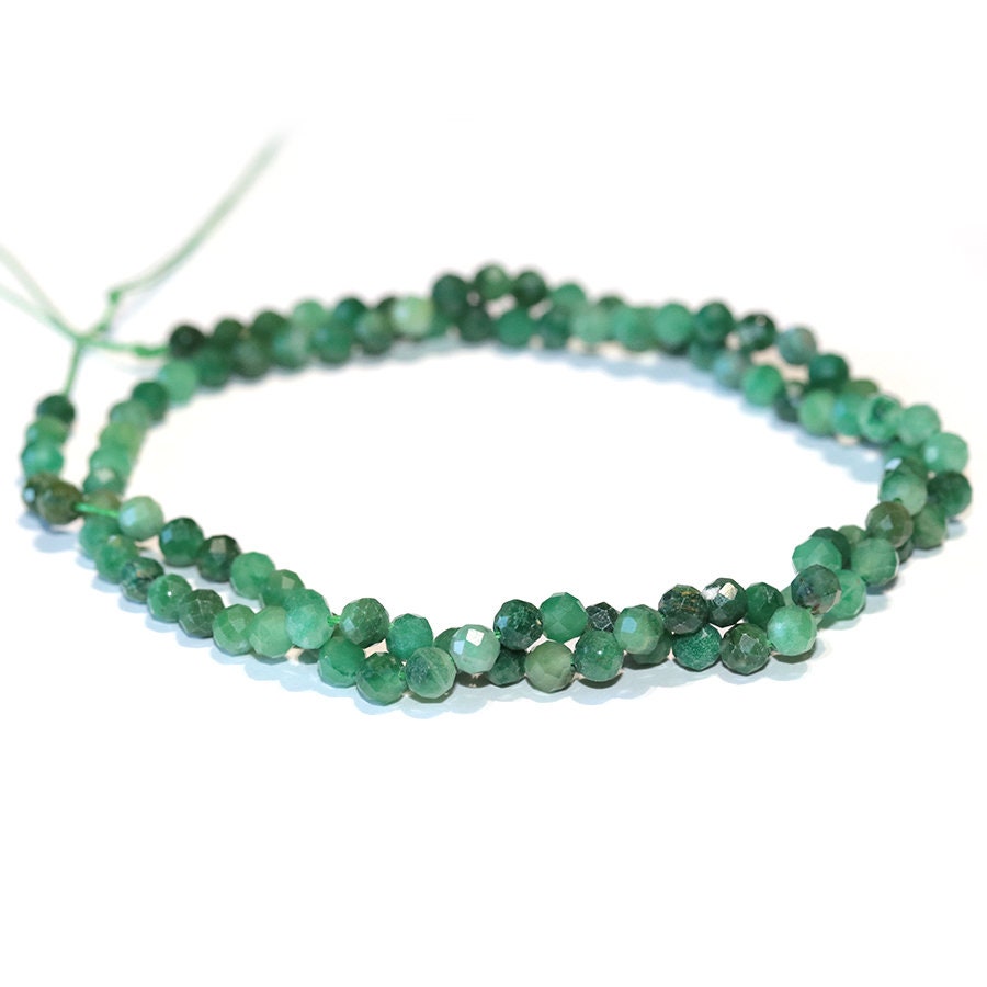 Dakota Stones Verdite 4mm Diamond Cut Faceted Round Gemstones. 16" Strand. VDE4RD-F-DC