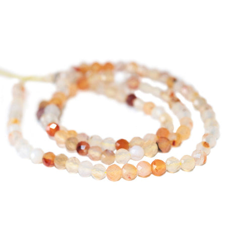 Dakota Stones Madagascar Dendritic 4mm Diamond Cut Faceted Round Gemstones. 16" Strand. MDOA4RD-F-DC