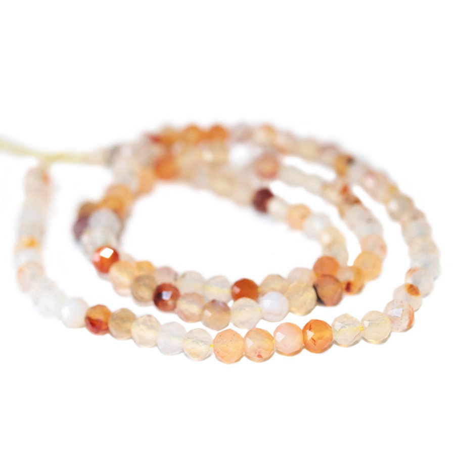 Dakota Stones Madagascar Dendritic 4mm Diamond Cut Faceted Round Gemstones. 16" Strand. MDOA4RD-F-DC