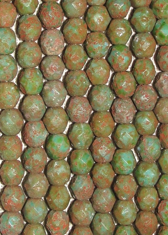 6mm Czech Faceted Turquoise Stone Picasso Firepolish Glass Beads (25)