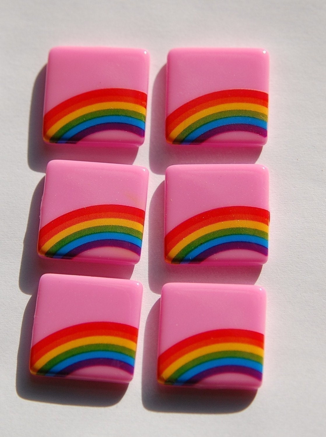 Vintage West German Pink Rainbow Cabochons 20mm (6) cab437