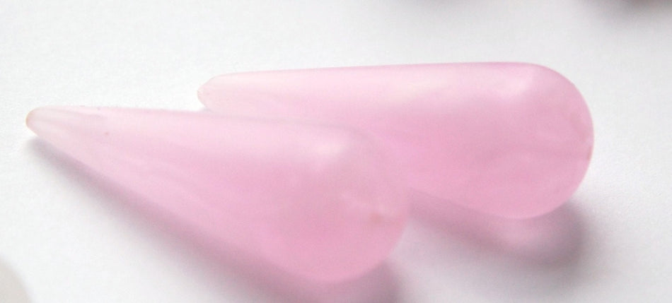 Vintage Italian Lucite Pink with White Swirled Teardrop Focal Beads bds917D