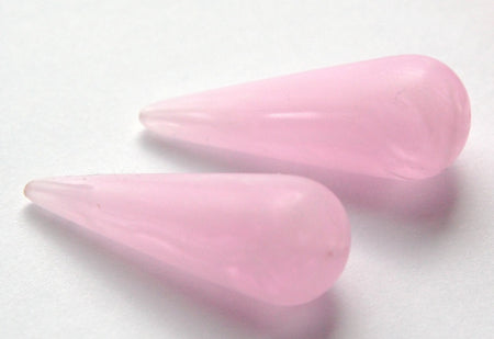 Vintage Italian Lucite Pink with White Swirled Teardrop Focal Beads bds917D