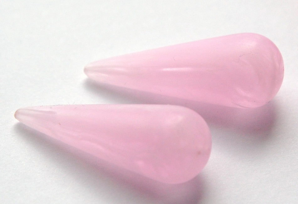 Vintage Italian Lucite Pink with White Swirled Teardrop Focal Beads bds917D