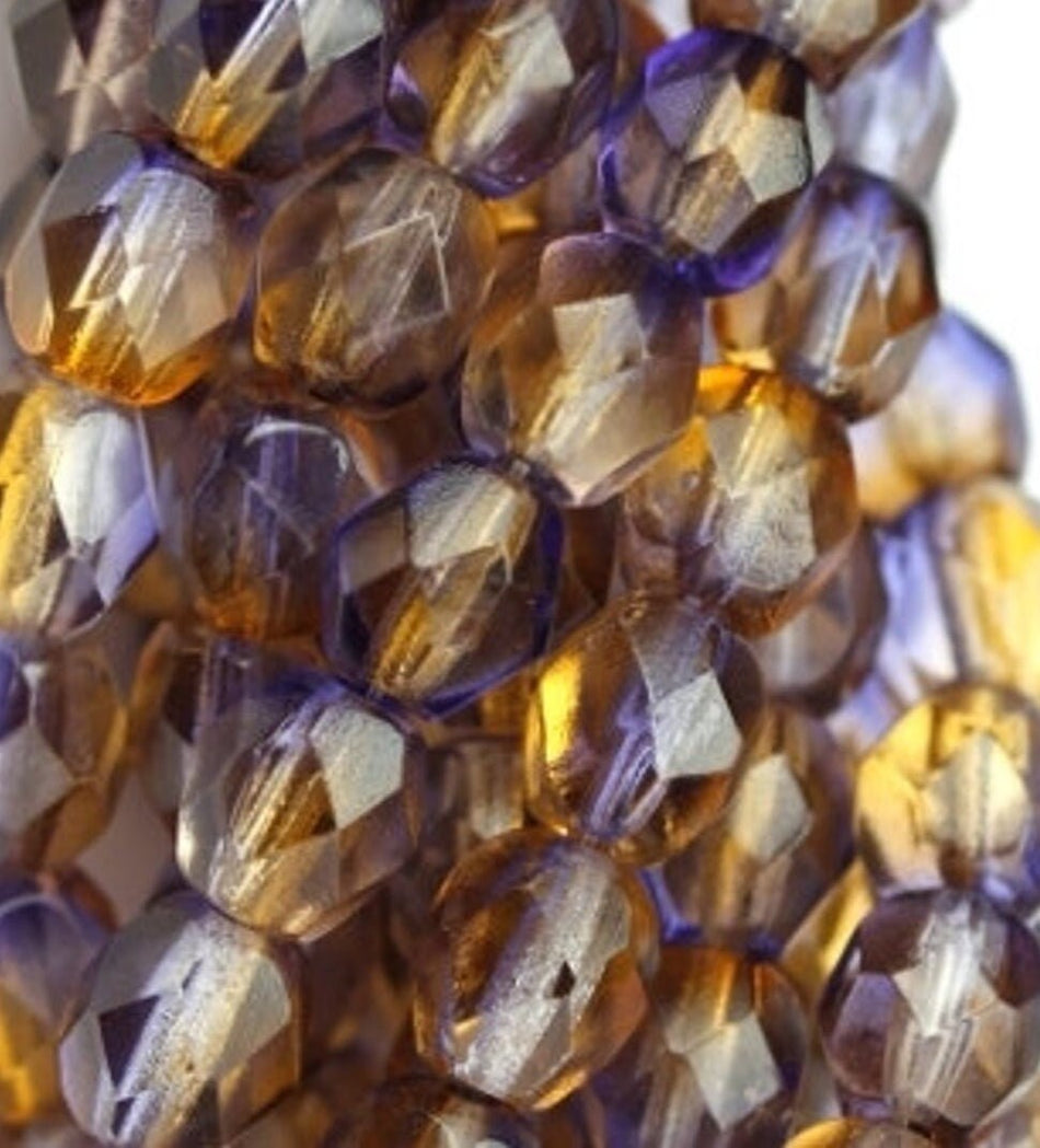 6mm Czech Faceted Cantaloupe Grape Firepolish Glass Beads (25)