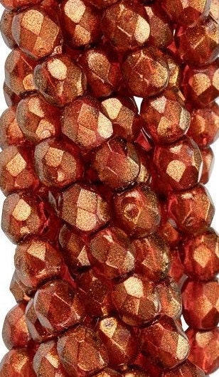 6mm Czech Faceted Halo Cardinal Firepolish Glass Beads (25)
