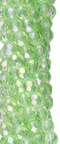 4mm Czech Faceted Luster Iris Peridot Firepolish Glass Beads (50)