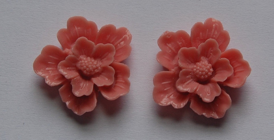 Vintage Style Pink Coral Flower Blossom Cabochon cab352