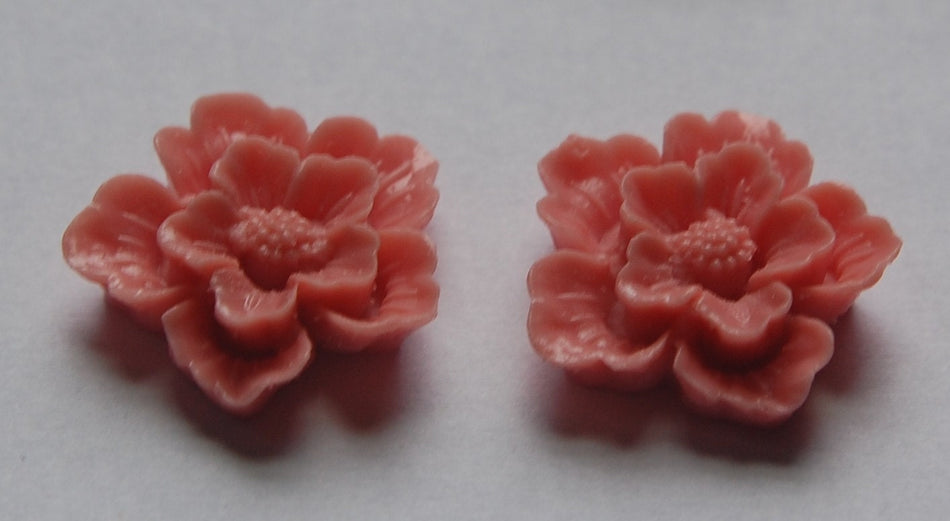 Vintage Style Pink Coral Flower Blossom Cabochon cab352