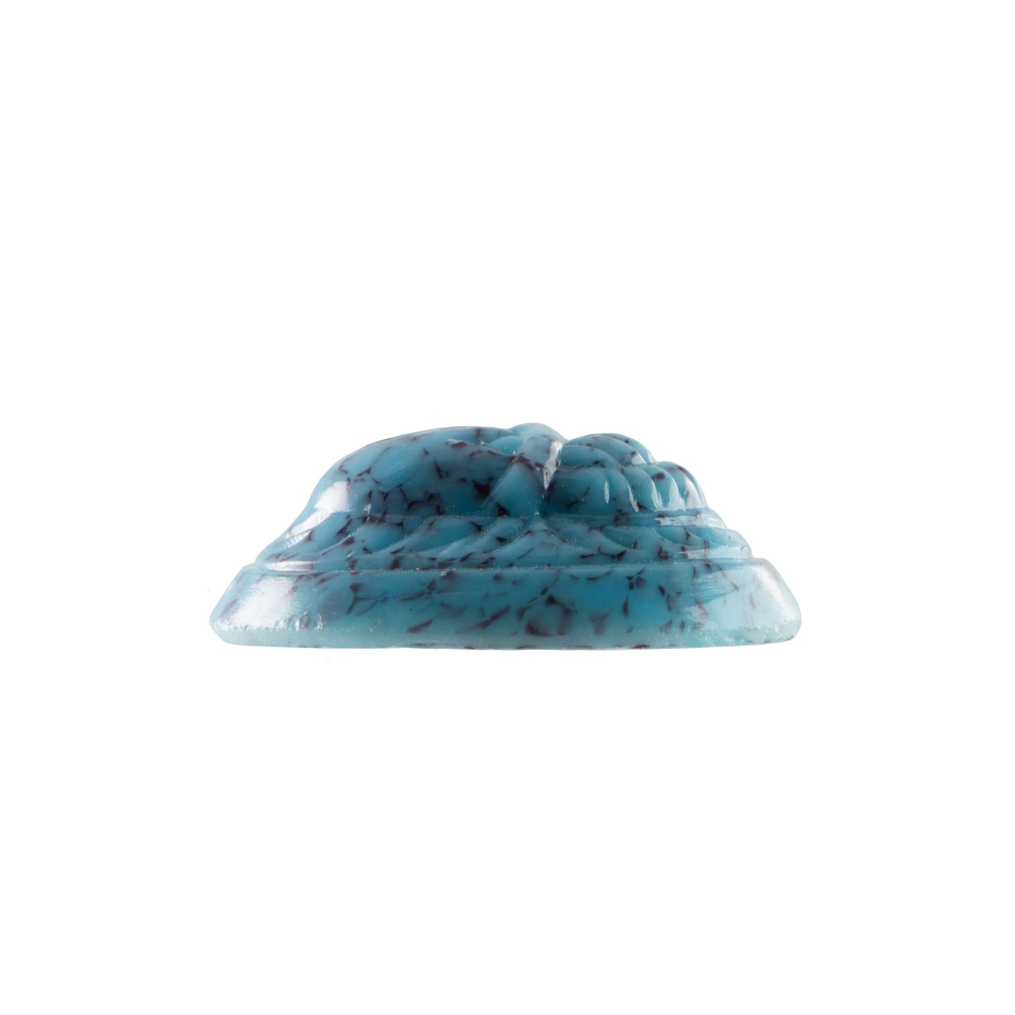 25x18mm Turquoise Matrix Raised Scarab Glass Oval Cabochon (1)
