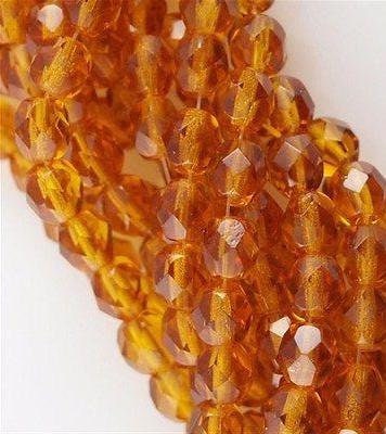 4mm Czech Faceted Dark Topaz Firepolish Glass Beads 4mm (50)