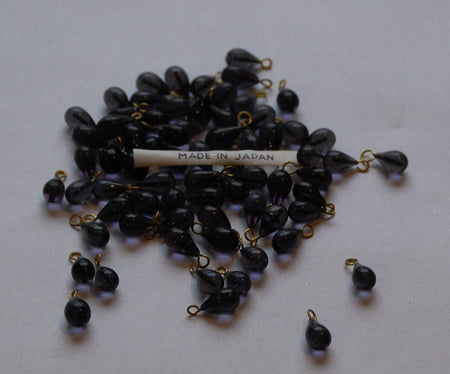 Vintage Smokey Gray Glass Teardrop Drops with Loop Japan drp001A