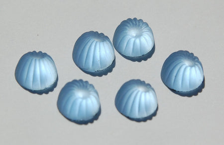 Vintage Light Sapphire Blue Ribbed Cabochons 10mm (6) cab381B