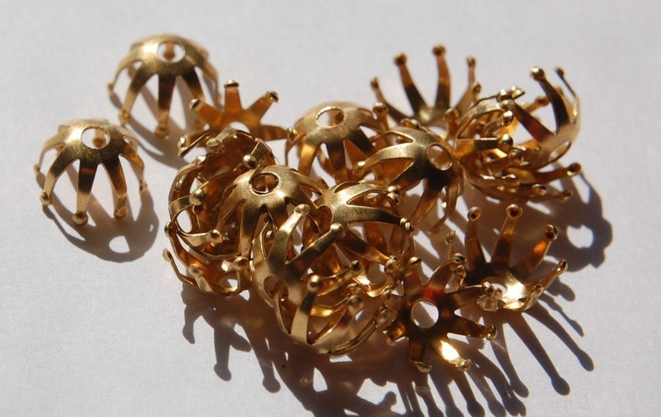 Raw Brass Beaded Tip 10mm Bead Cap (10) mtl302