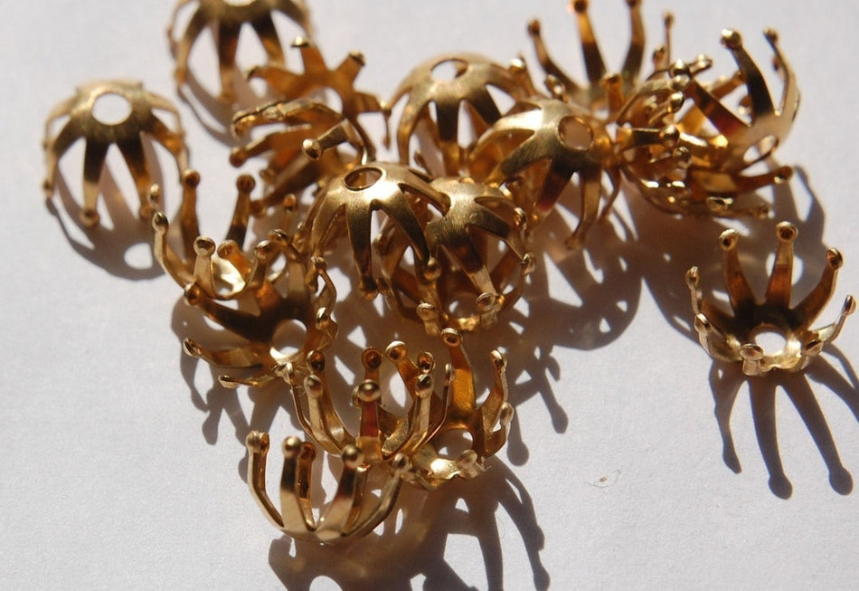 Raw Brass Beaded Tip 10mm Bead Cap (10) mtl302
